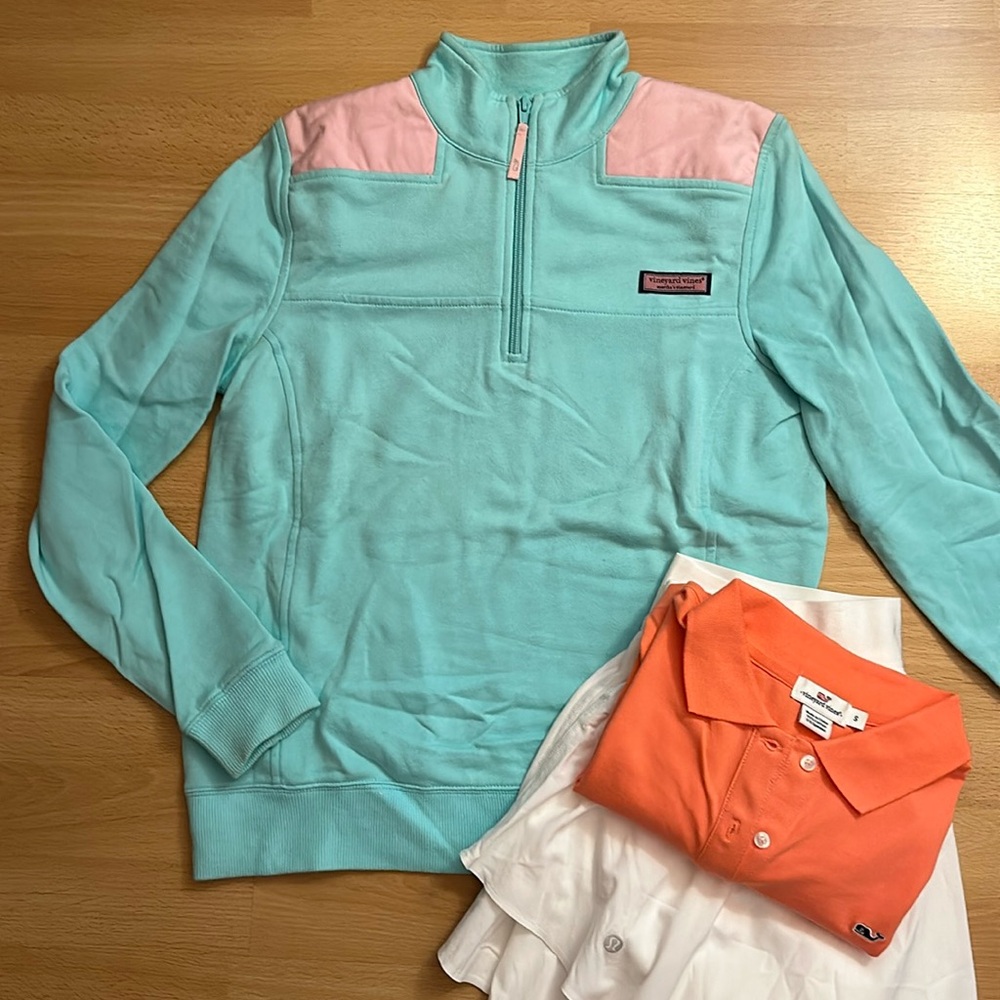 Vineyard Vines Shep Shirt blue/teal and pink size medium